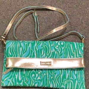Lilly Pulitzer green and gold bag